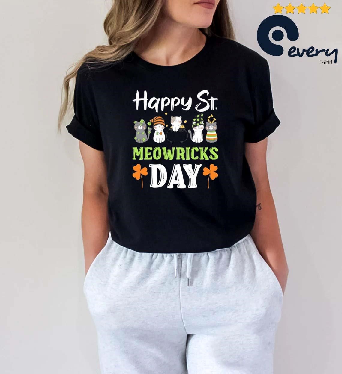 St Patricks Day Meowricks Outfit Cute Cats 2023 Shirt