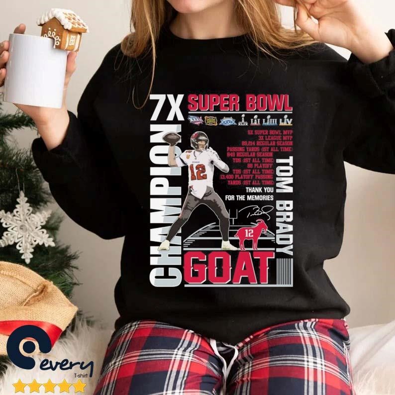 Tom Brady GOAT NFL MVP thank you for the memories signature shirt